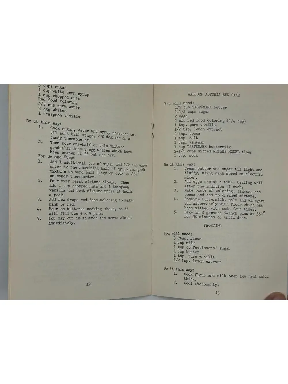 Cookbook, Christmas Recipes, College of Cooking, Mary Elizabeth Cox, KTTS-TV